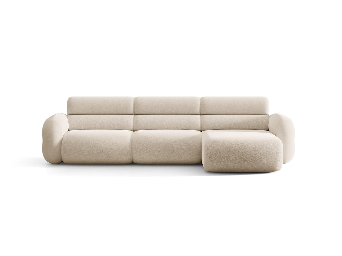 Neo Linkes Ecksofa von Micadoni in dunklem Olivgrün, L-Form mit hoher Rückenlehne, strukturiertem Baloo-Stoff und schwarzen Kunststoffbeinen.