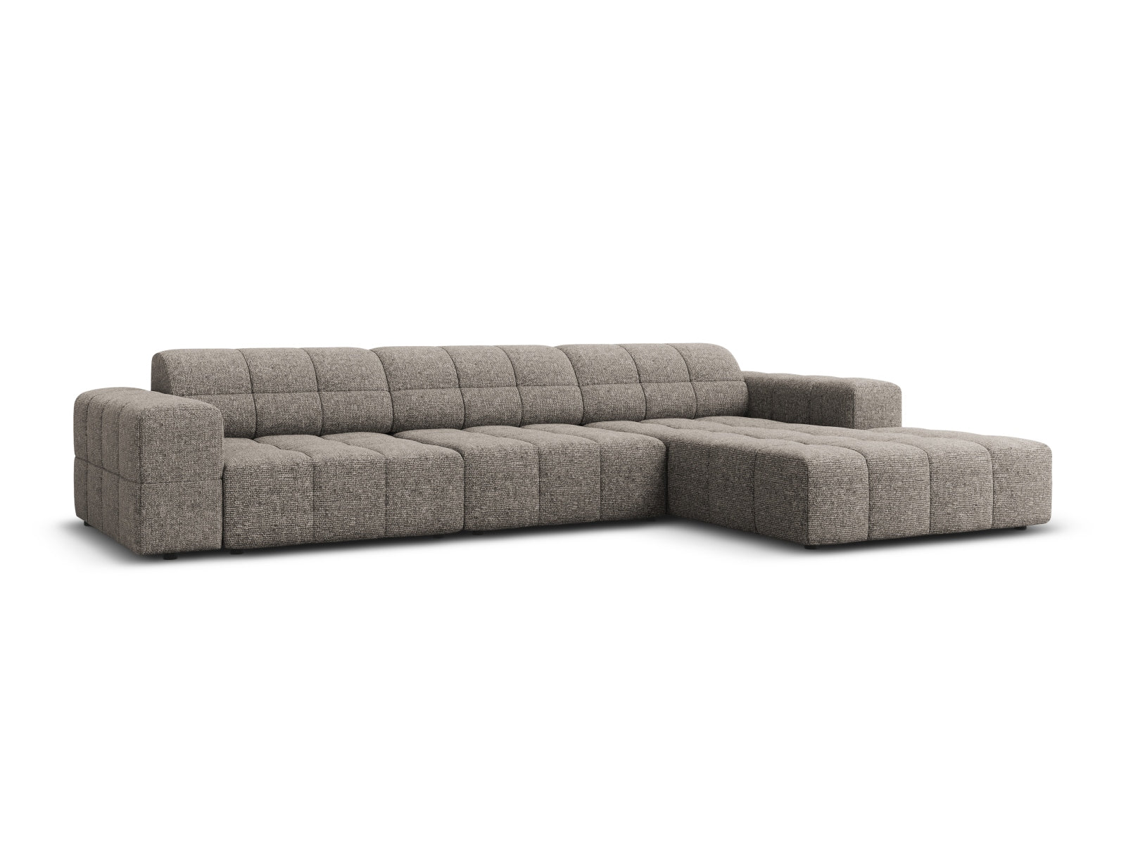 Erleben Sie das stilvolle Jennifer Ecksofa rechts von Micadoni – ein 4-Sitzer, der modernes Design und höchsten Komfort für Ihr Wohnzimmer bietet.
