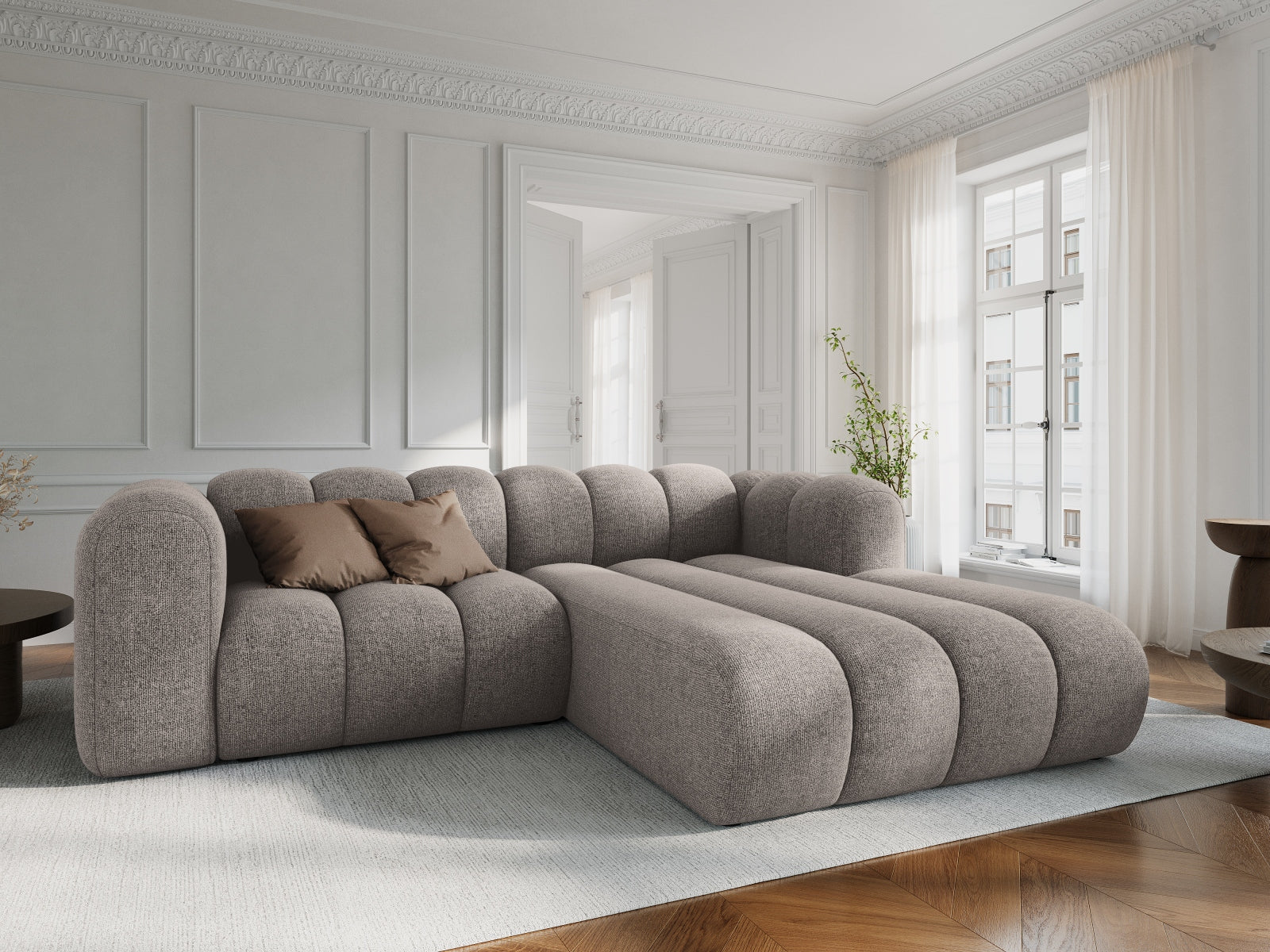 Lupine Modulares Ecksofa rechts 3 Sitzer in Beige präsentiert im Onlineshop von KAQTU Design AG. Ecksofa rechts ist von Micadoni