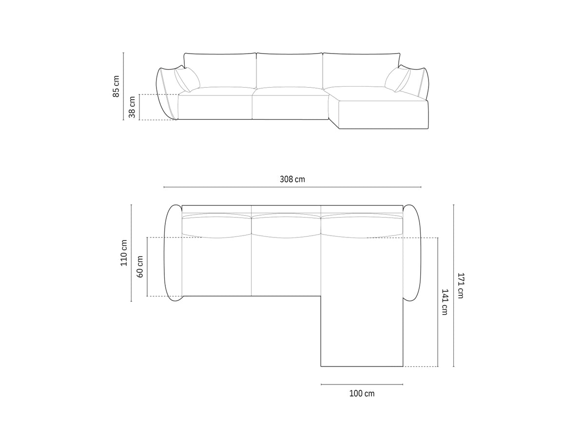 Kaelle Ecksofa rechts 4 Sitzer in Beige-Over The Horizon präsentiert im Onlineshop von KAQTU Design AG. L-Sofa rechts ist von Micadoni