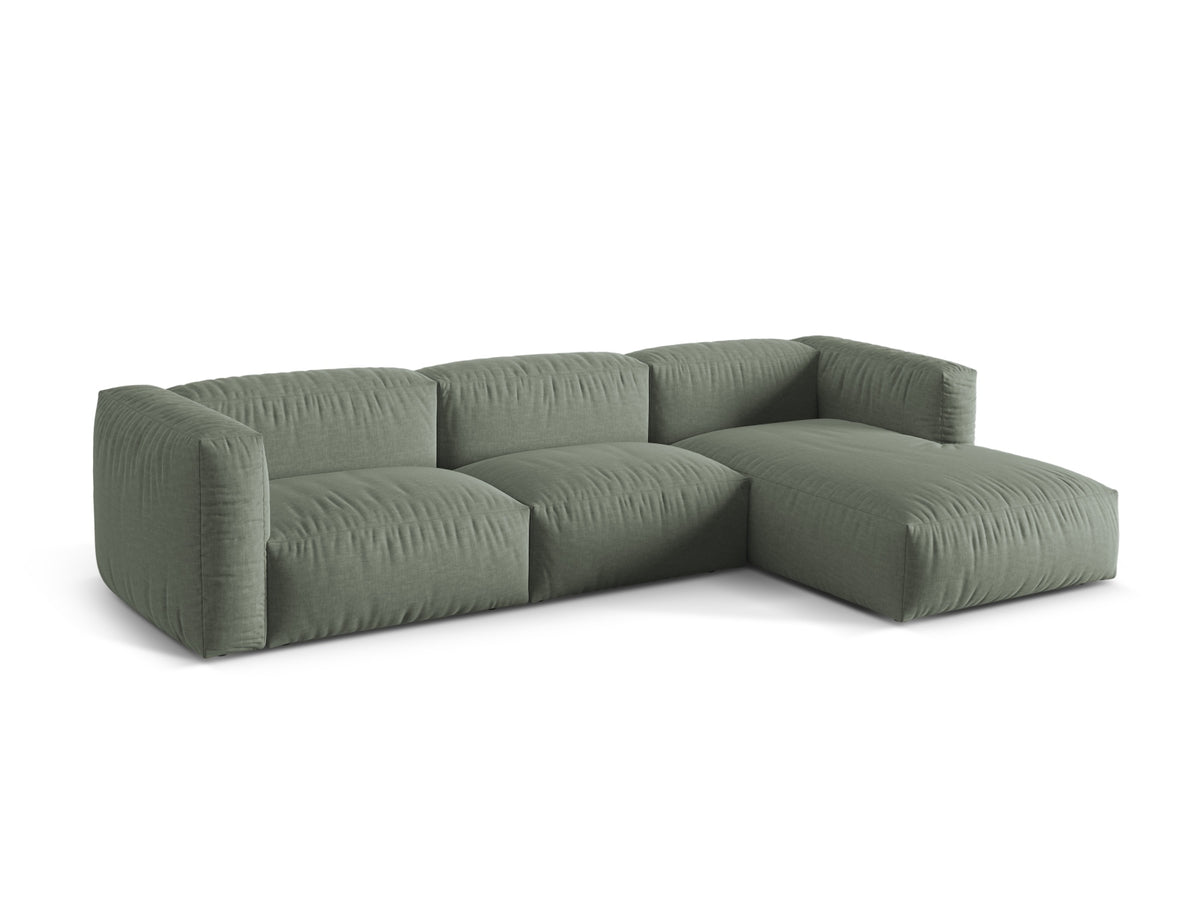 Martina Modulares Ecksofa rechts 3 Sitzer in Moss Green-Boston präsentiert im Onlineshop von KAQTU Design AG. L-Sofa rechts ist von Micadoni