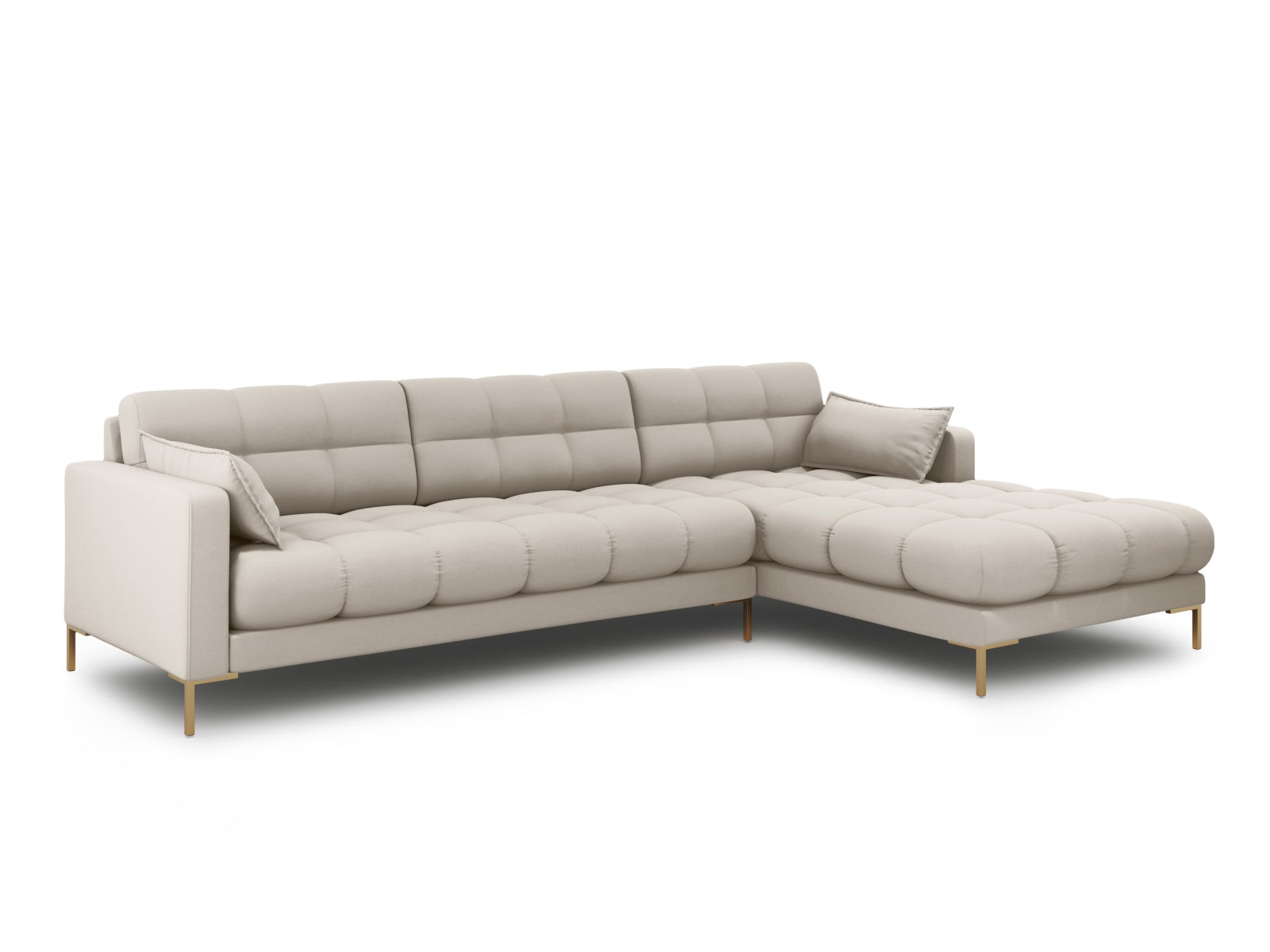 Mamaia Ecksofa rechts 5 Sitzer in Beige/Gold präsentiert im Onlineshop von KAQTU Design AG. Ecksofa rechts ist von Micadoni