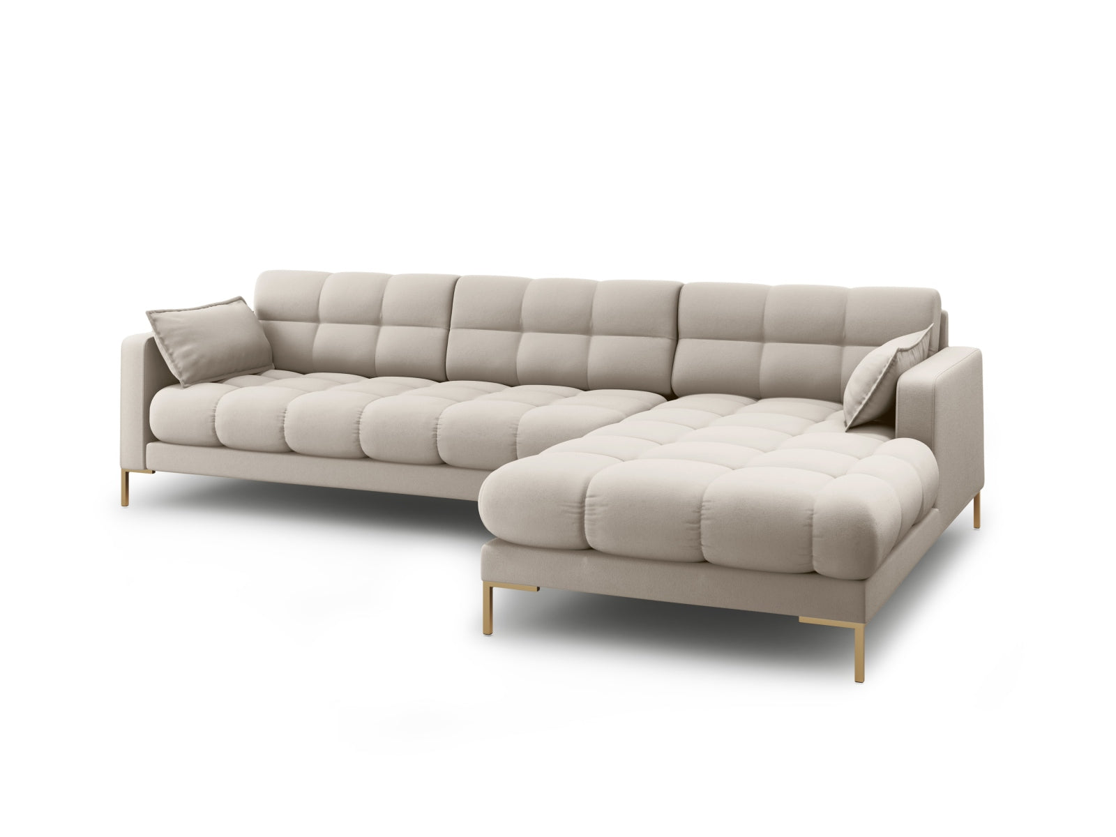 Mamaia Ecksofa rechts 5 Sitzer in Beige/Gold präsentiert im Onlineshop von KAQTU Design AG. Ecksofa rechts ist von Micadoni