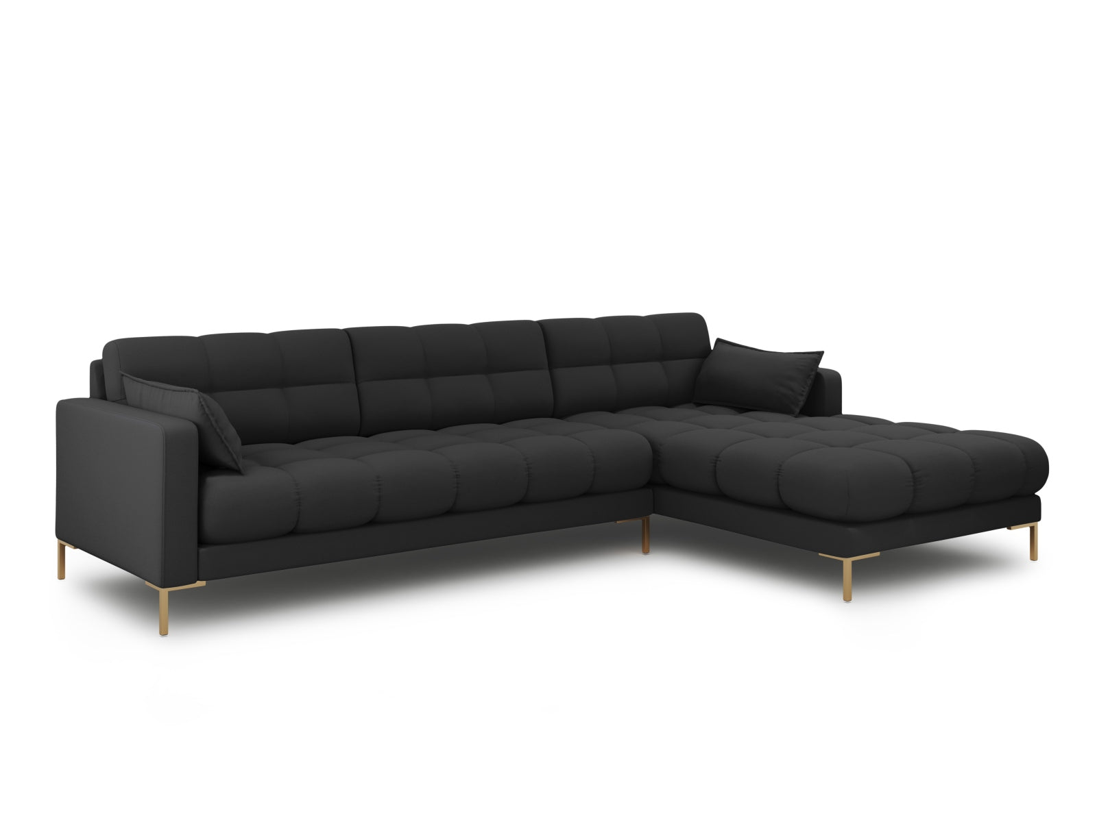 Mamaia Ecksofa rechts 5 Sitzer in Dark Grey/Gold präsentiert im Onlineshop von KAQTU Design AG. Ecksofa rechts ist von Micadoni