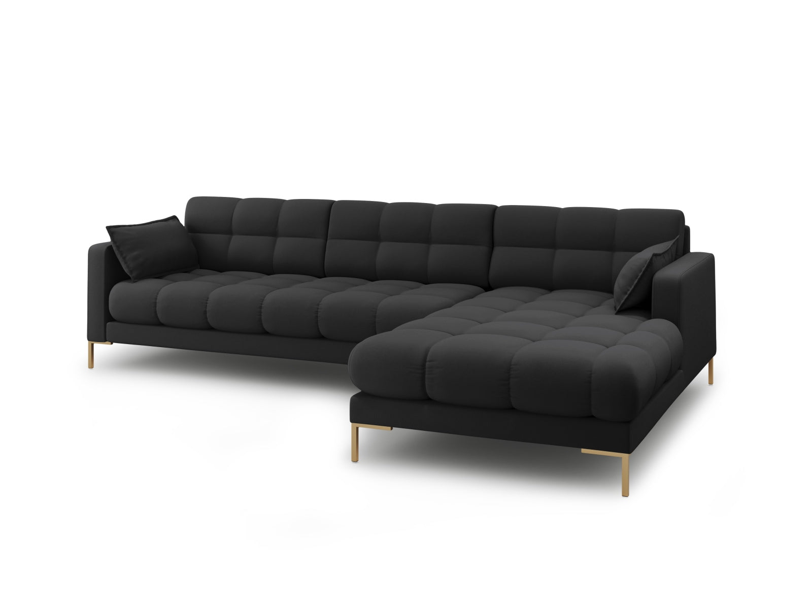 Mamaia Ecksofa rechts 5 Sitzer in Dark Grey/Gold präsentiert im Onlineshop von KAQTU Design AG. Ecksofa rechts ist von Micadoni
