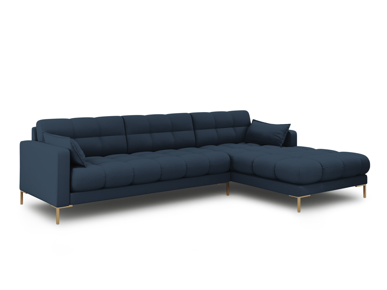 Mamaia Ecksofa rechts 5 Sitzer in Blue/Gold präsentiert im Onlineshop von KAQTU Design AG. Ecksofa rechts ist von Micadoni