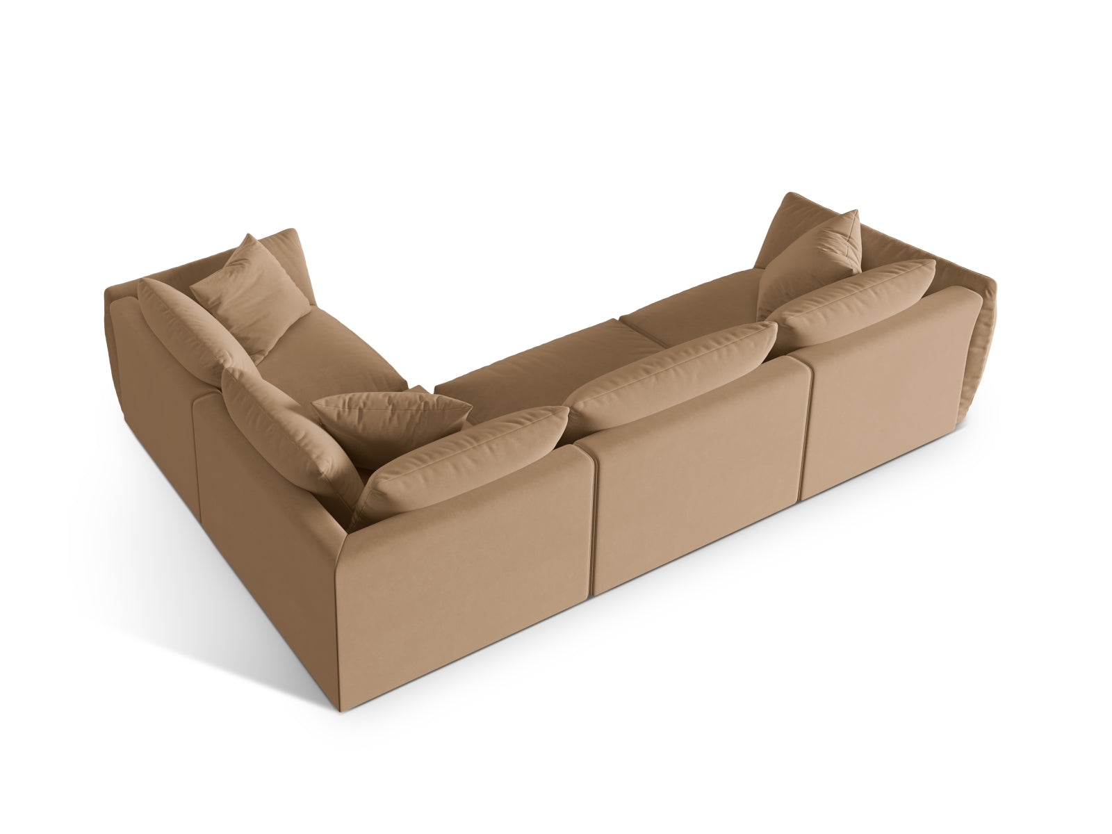 Elegantes Chris Velour Ecksofa in Sand-Casino, ideal für stilvolle Wohnräume. Komfortabler 4-Sitzer von Micadoni für entspannte Stunden.