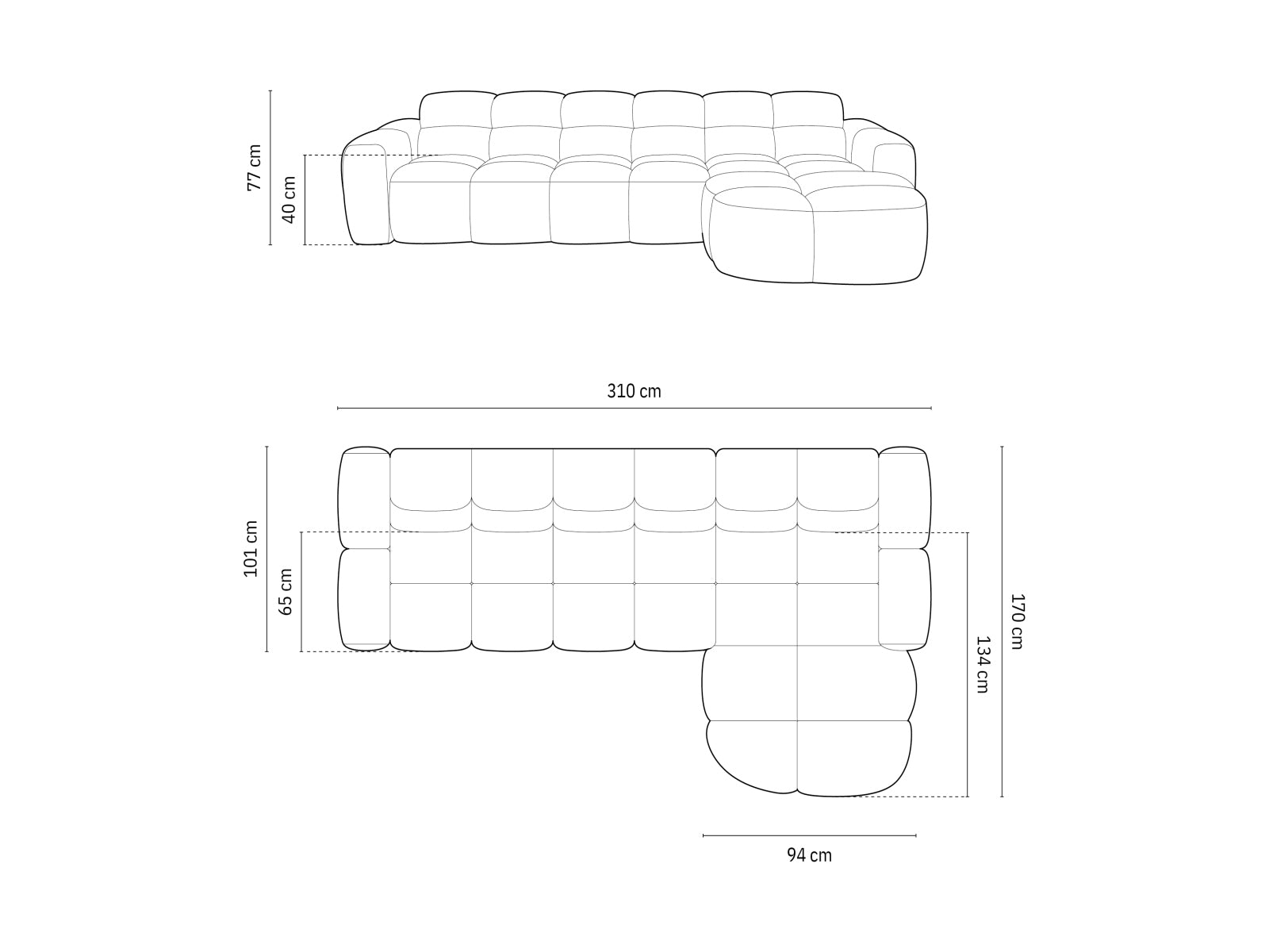 Lisa Velour Ecksofa rechts 4 Sitzer in Light Beige präsentiert im Onlineshop von KAQTU Design AG. Ecksofa rechts ist von Micadoni