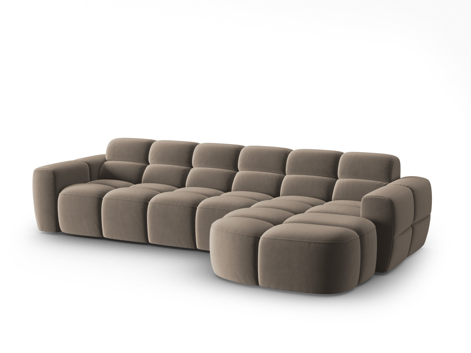 Lisa Velour Ecksofa rechts 4 Sitzer in Light Brown präsentiert im Onlineshop von KAQTU Design AG. Ecksofa rechts ist von Micadoni