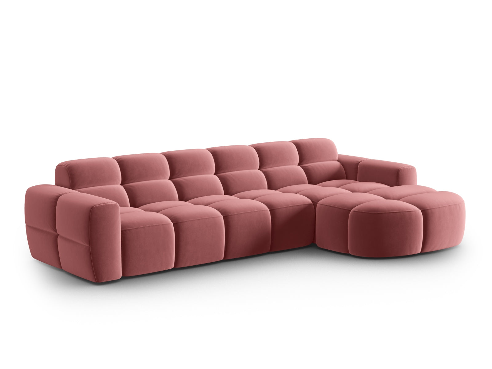 Lisa Velour Ecksofa rechts 4 Sitzer in Flamingo präsentiert im Onlineshop von KAQTU Design AG. Ecksofa rechts ist von Micadoni