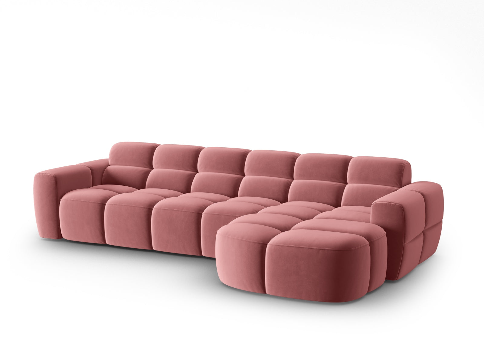 Lisa Velour Ecksofa rechts 4 Sitzer in Flamingo präsentiert im Onlineshop von KAQTU Design AG. Ecksofa rechts ist von Micadoni