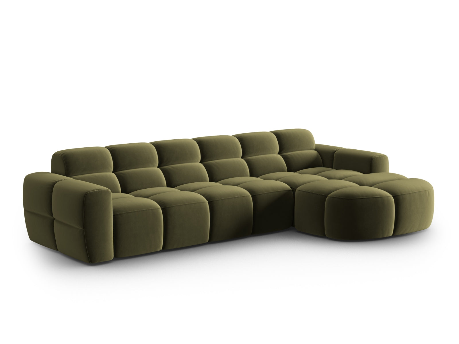 Lisa Velour Ecksofa rechts 4 Sitzer in Light Green präsentiert im Onlineshop von KAQTU Design AG. Ecksofa rechts ist von Micadoni