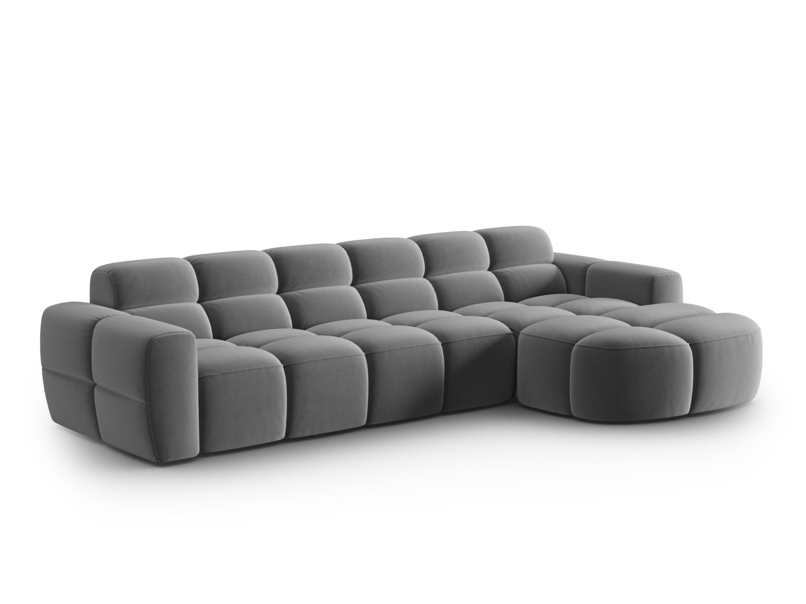 Lisa Velour Ecksofa rechts 4 Sitzer in Light Grey präsentiert im Onlineshop von KAQTU Design AG. Ecksofa rechts ist von Micadoni