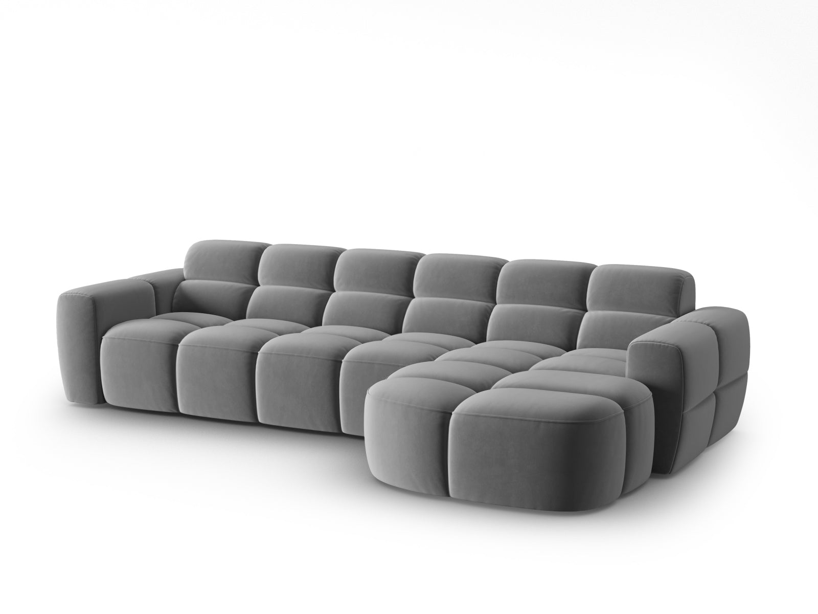 Lisa Velour Ecksofa rechts 4 Sitzer in Light Grey präsentiert im Onlineshop von KAQTU Design AG. Ecksofa rechts ist von Micadoni