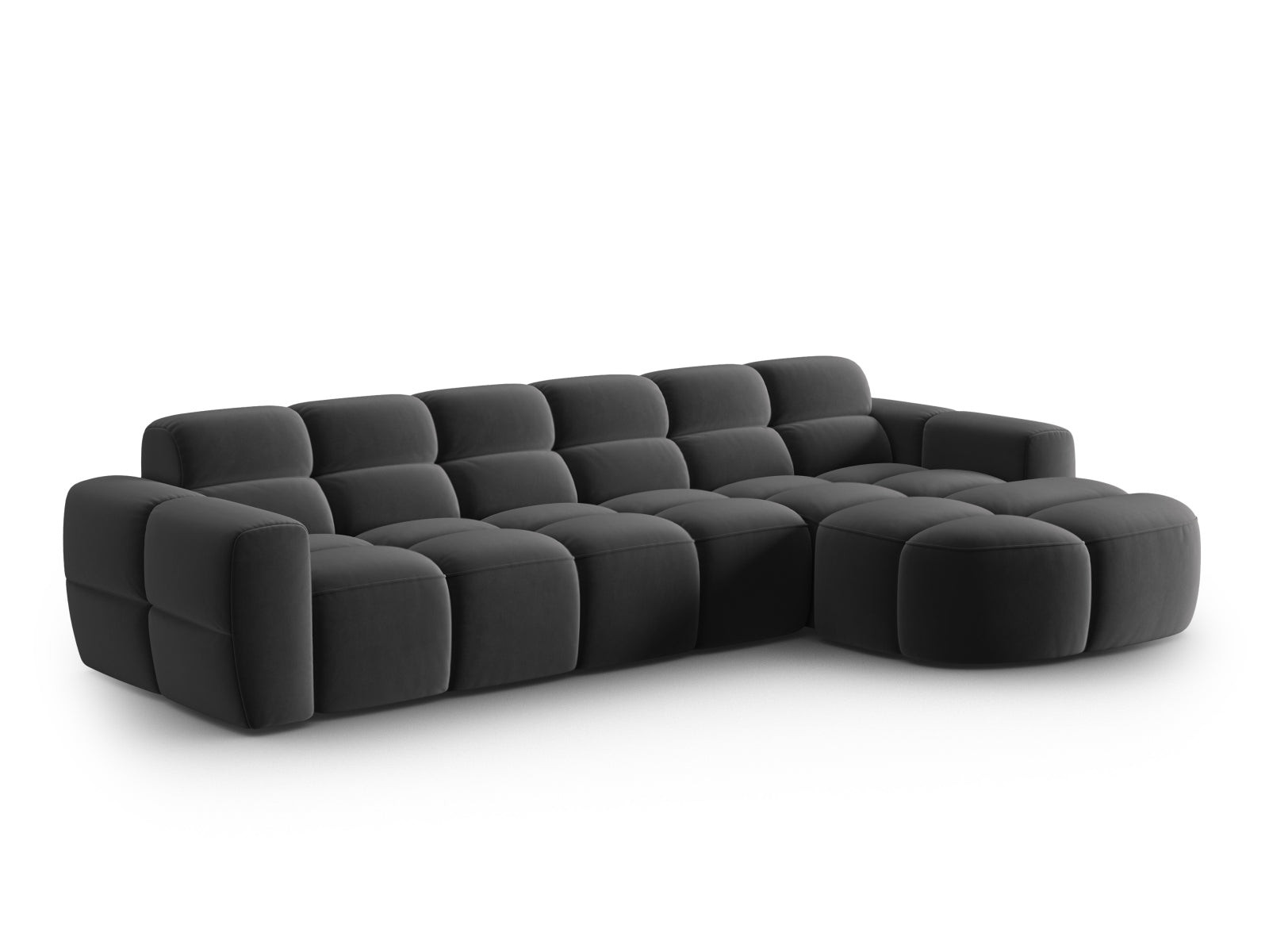 Lisa Velour Ecksofa rechts 4 Sitzer in Dark Grey präsentiert im Onlineshop von KAQTU Design AG. Ecksofa rechts ist von Micadoni