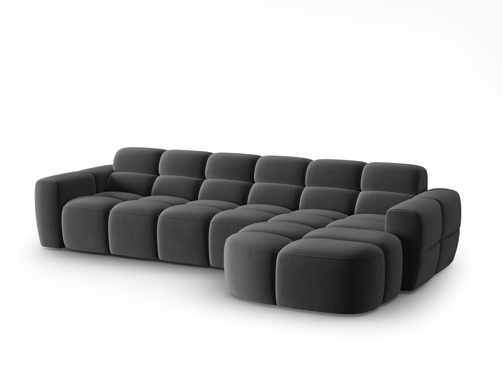 Lisa Velour Ecksofa rechts 4 Sitzer in Dark Grey präsentiert im Onlineshop von KAQTU Design AG. Ecksofa rechts ist von Micadoni