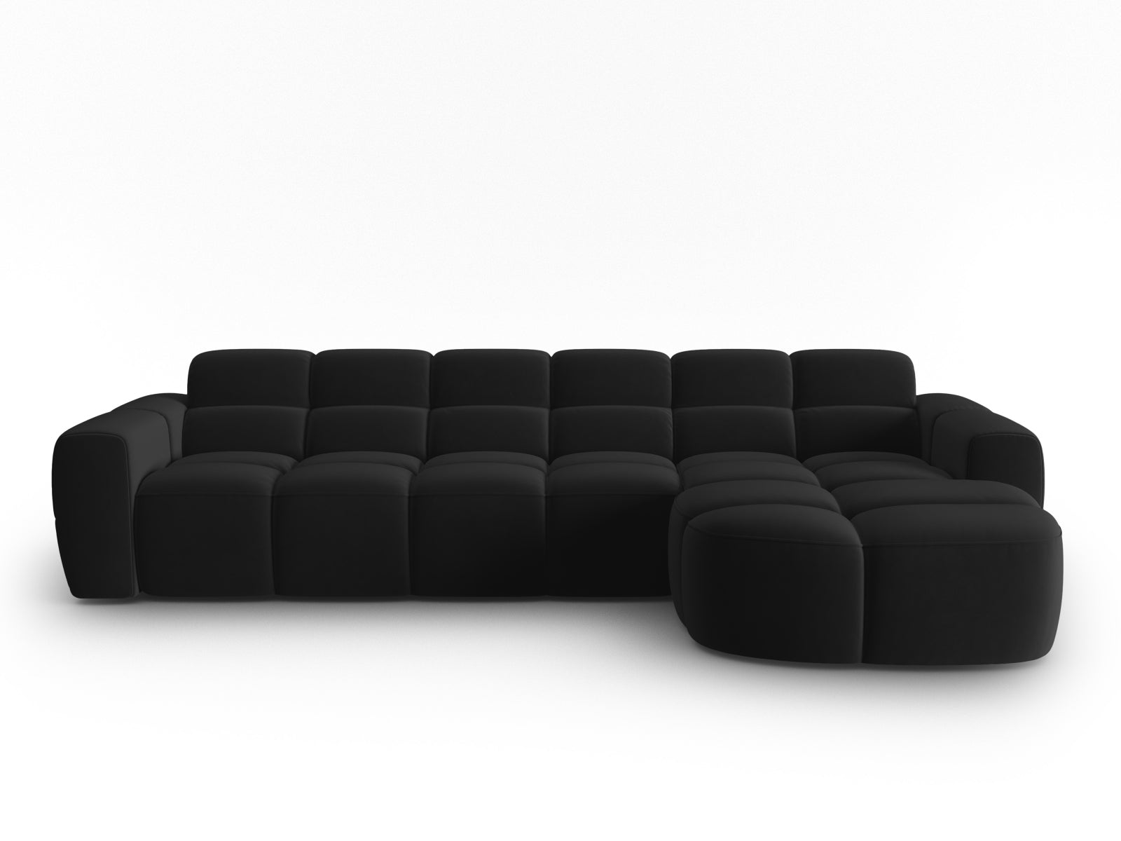 Lisa Velour Ecksofa rechts 4 Sitzer in Black präsentiert im Onlineshop von KAQTU Design AG. Ecksofa rechts ist von Micadoni