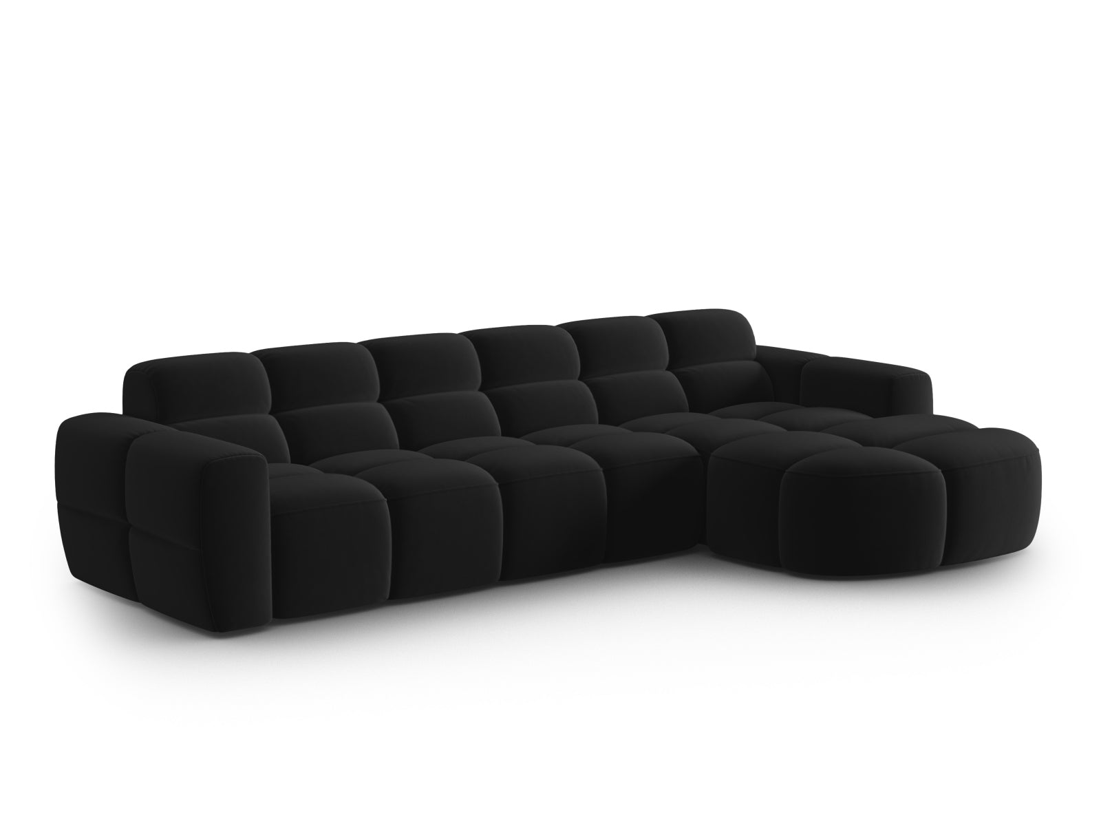 Lisa Velour Ecksofa rechts 4 Sitzer in Black präsentiert im Onlineshop von KAQTU Design AG. Ecksofa rechts ist von Micadoni
