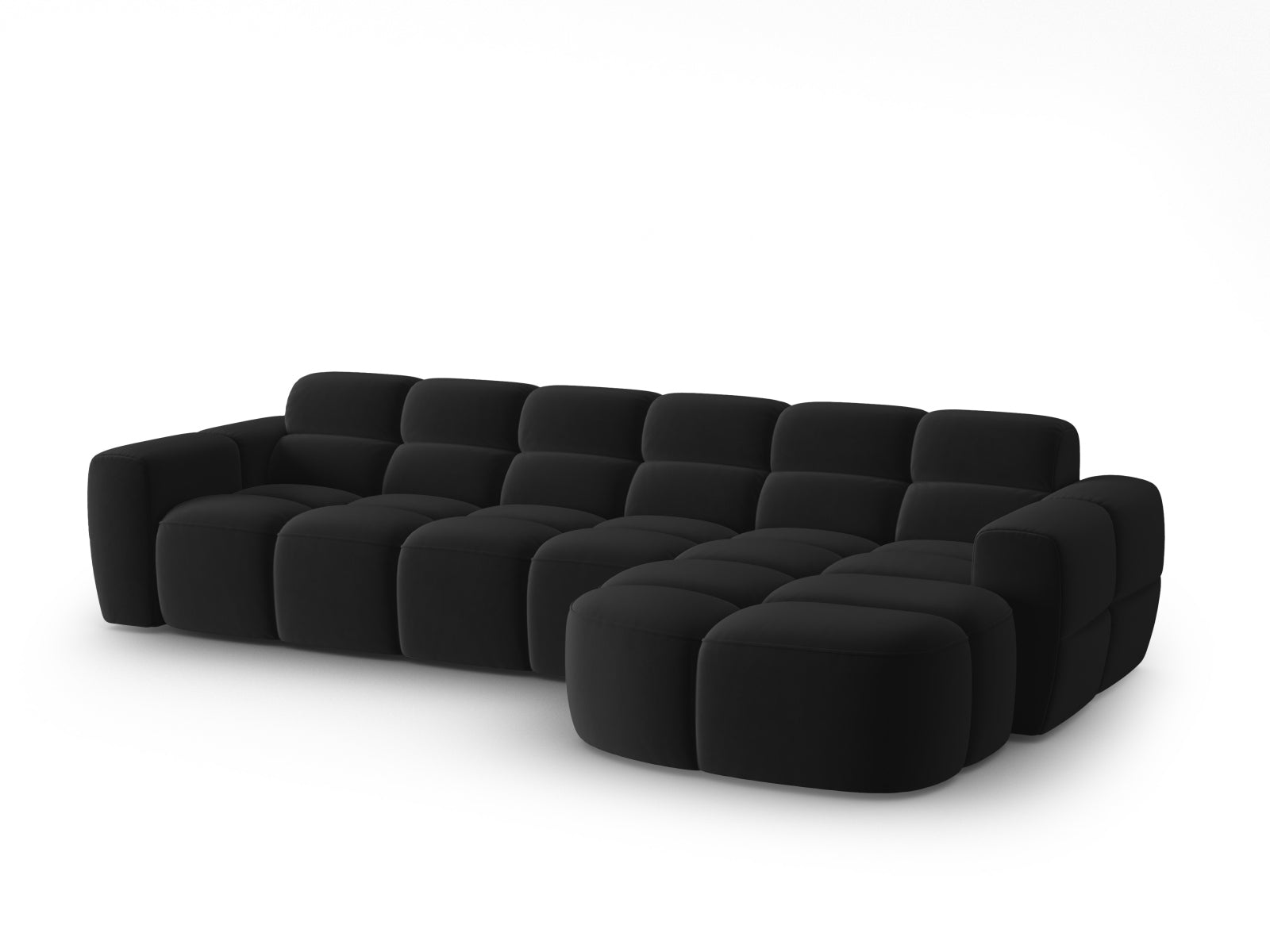 Lisa Velour Ecksofa rechts 4 Sitzer in Black präsentiert im Onlineshop von KAQTU Design AG. Ecksofa rechts ist von Micadoni