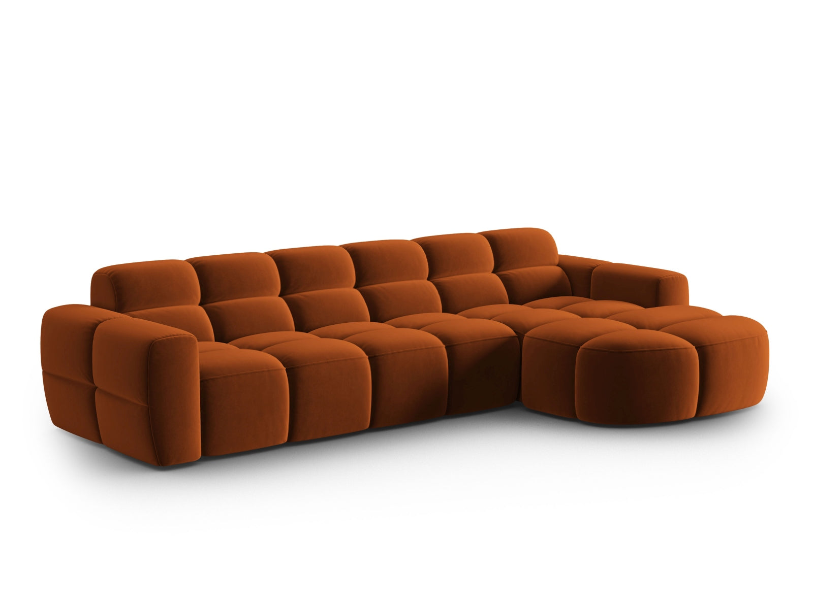 Lisa Velour Ecksofa rechts 4 Sitzer in Terracotta präsentiert im Onlineshop von KAQTU Design AG. Ecksofa rechts ist von Micadoni