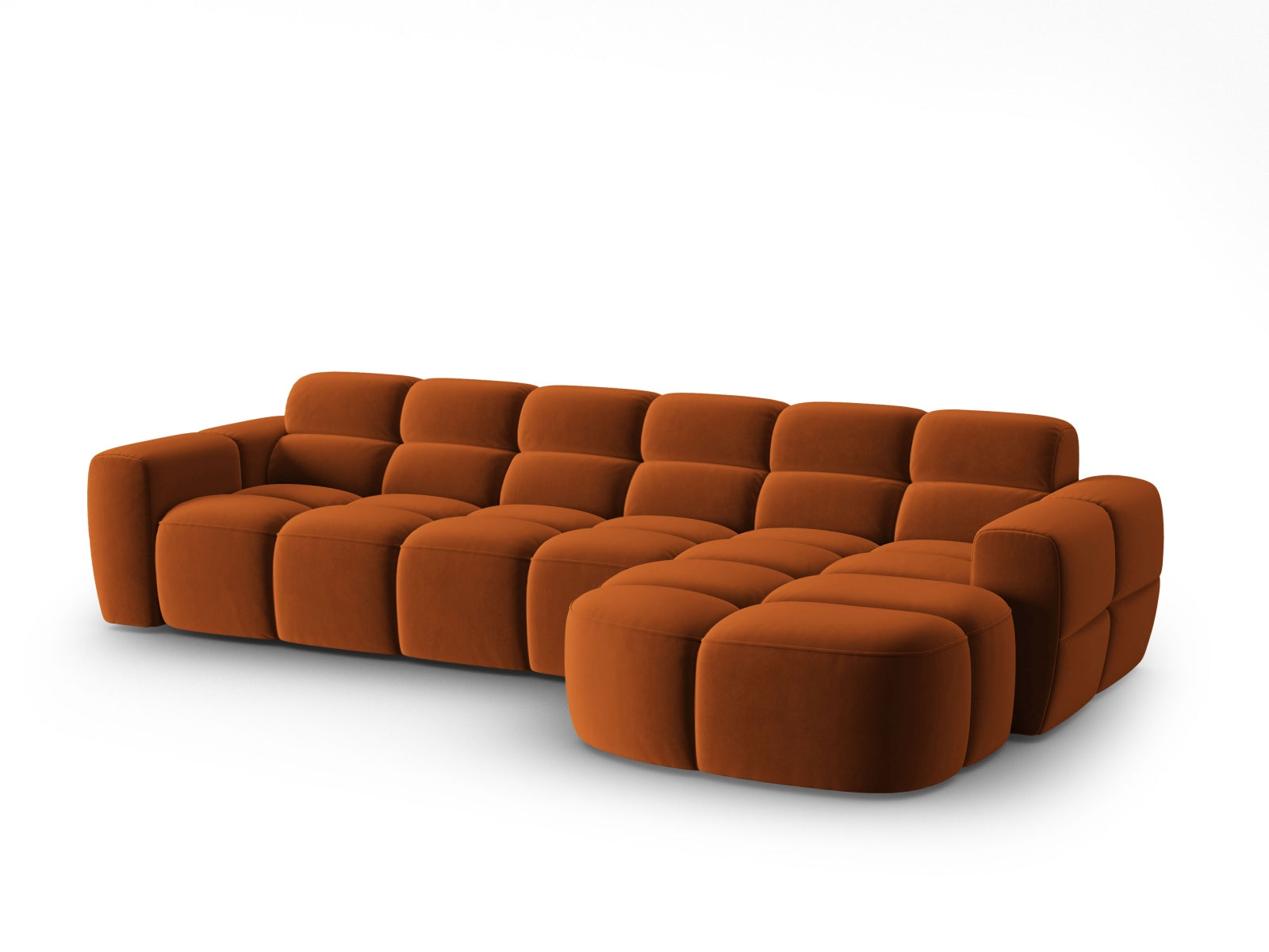 Lisa Velour Ecksofa rechts 4 Sitzer in Terracotta präsentiert im Onlineshop von KAQTU Design AG. Ecksofa rechts ist von Micadoni