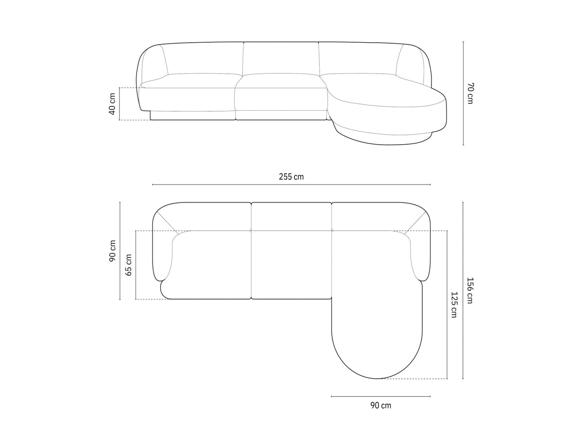 Miley Ecksofa rechts 4 Sitzer in Beige-Eden präsentiert im Onlineshop von KAQTU Design AG. L-Sofa rechts ist von Micadoni
