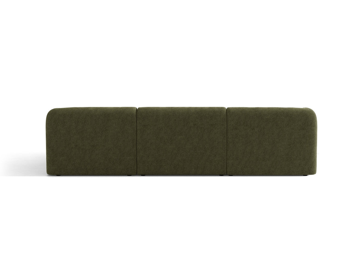 Dunkelbeiges L-Sofa Miley von Micadoni mit Bluvel-Stoffbezug, schwarzen Kunststoffbeinen und modularer Bauweise, rechts ausgerichtet.