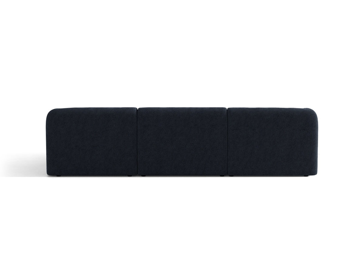 Dunkelbeiges L-Sofa Miley von Micadoni mit Bluvel-Stoffbezug, schwarzen Kunststoffbeinen und modularer Bauweise, rechts ausgerichtet.