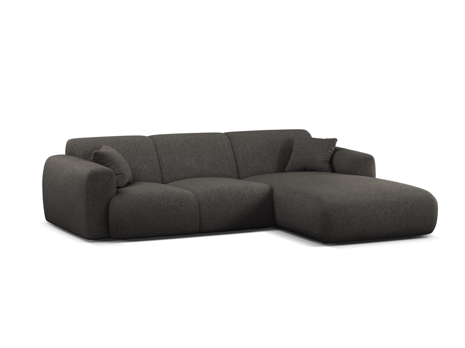 Stylisches 4-Sitzer Ecksofa rechts Molino in elegantem Dunkelgrau, ideal für moderne Wohnräume und gemütliche Abende.