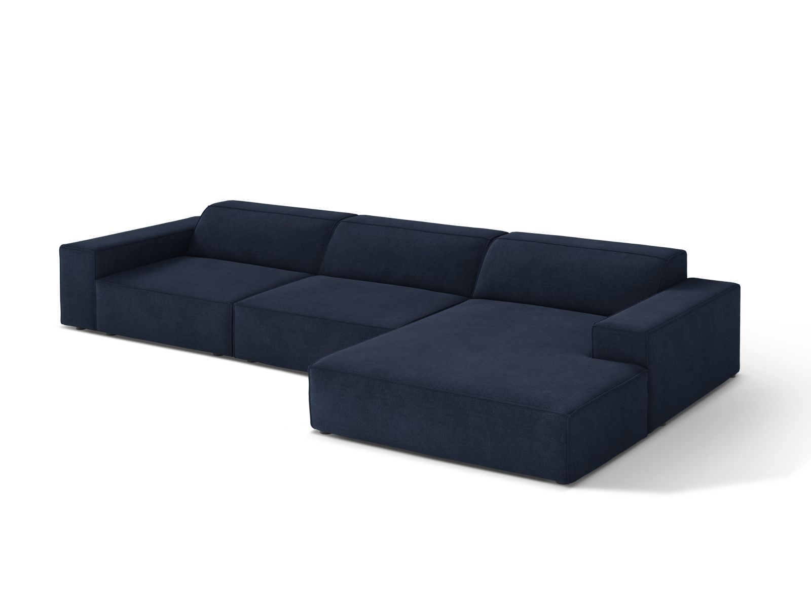 Elegantes 4-Sitzer Ecksofa Jodie in Navy Blue-Liberty, ideal für stilvolle Wohnräume, präsentiert von Micadoni.