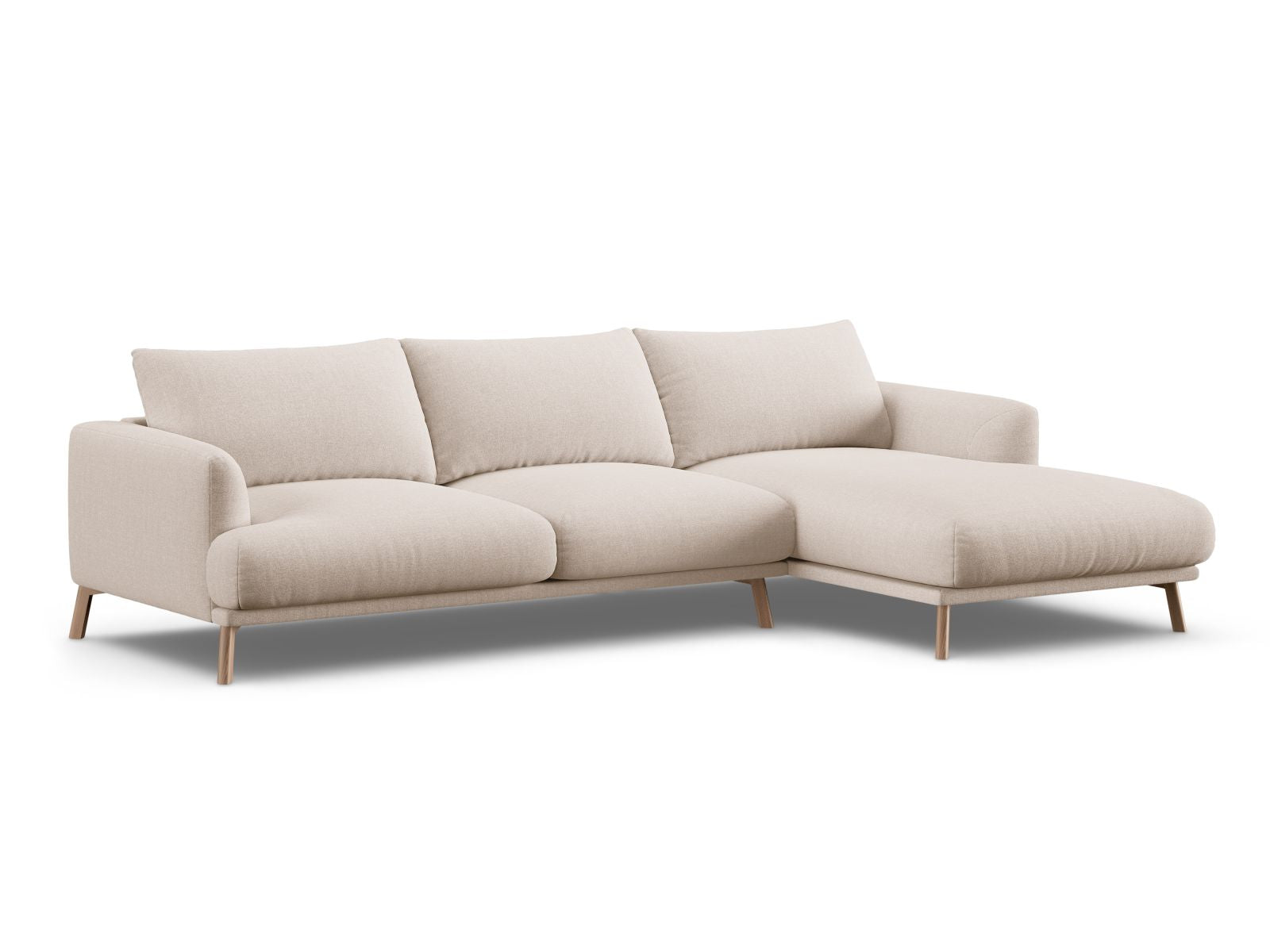 Elegantes 4-Sitzer Ecksofa Naomi von Micadoni in stilvollem Beige, perfekt für gemütliche Abende und stilvolle Einrichtung.