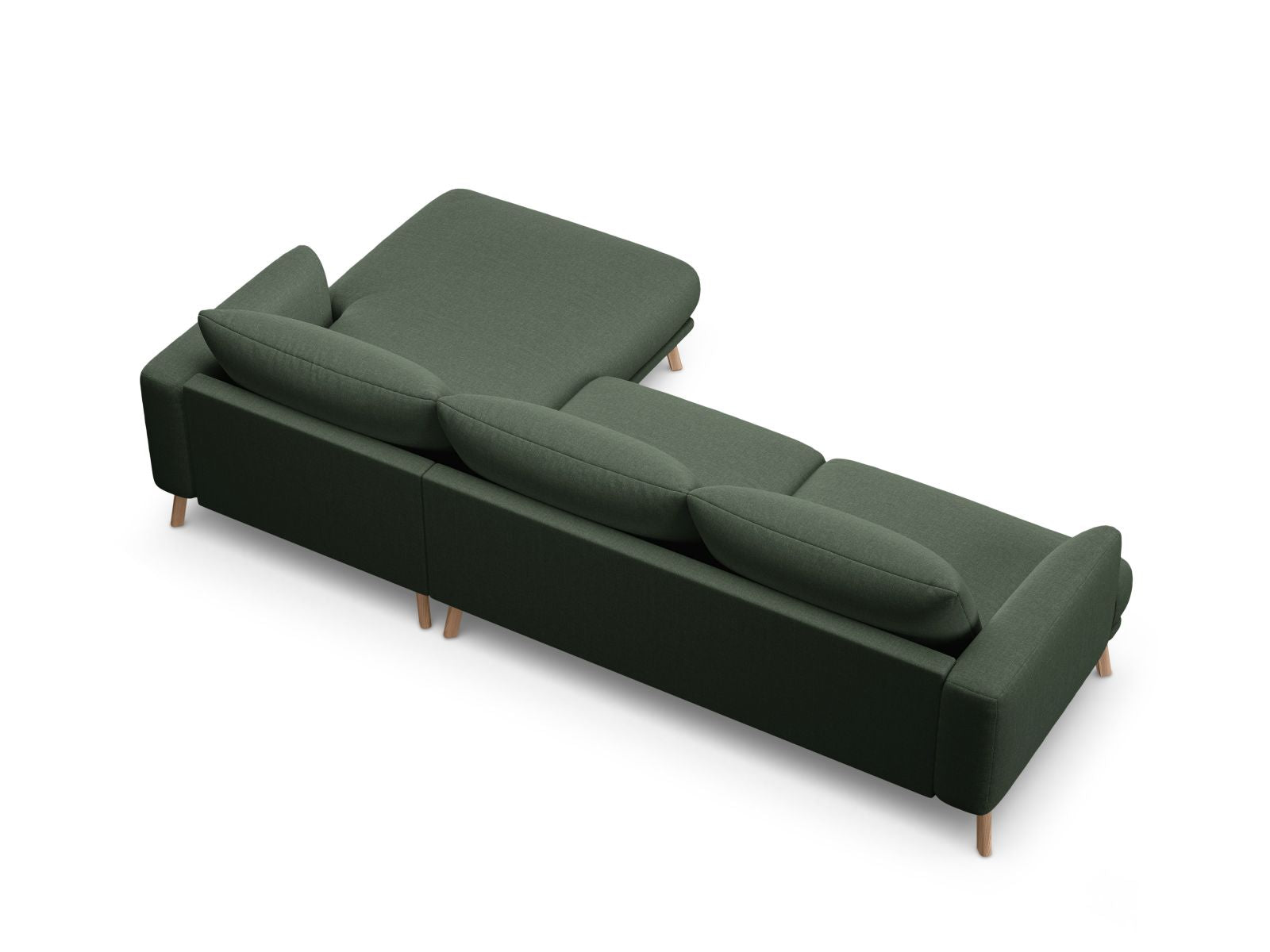 Stilvolles 4-Sitzer Ecksofa rechts Naomi in edlem Moss Green-Liberty, perfekt für moderne Wohnzimmer und gemütliche Abende.