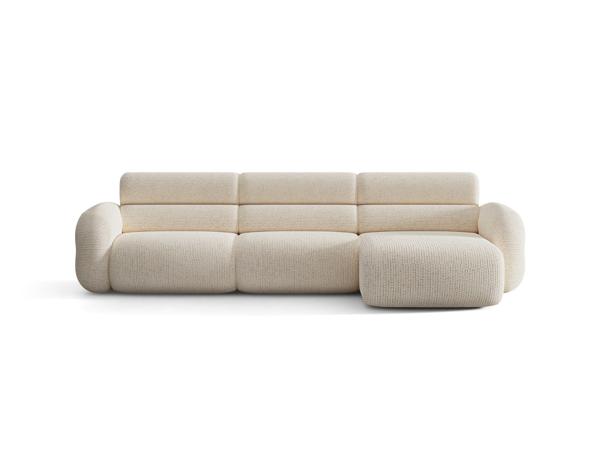Neo Linkes Ecksofa von Micadoni in dunklem Olivgrün, L-Form mit hoher Rückenlehne, strukturiertem Baloo-Stoff und schwarzen Kunststoffbeinen.