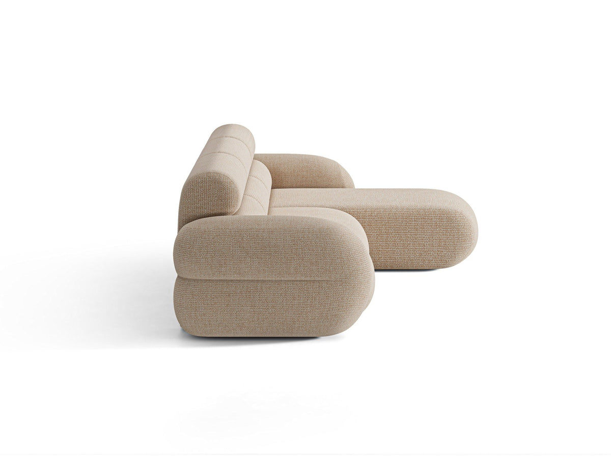 Neo Linkes Ecksofa von Micadoni in dunklem Olivgrün, L-Form mit hoher Rückenlehne, strukturiertem Baloo-Stoff und schwarzen Kunststoffbeinen.