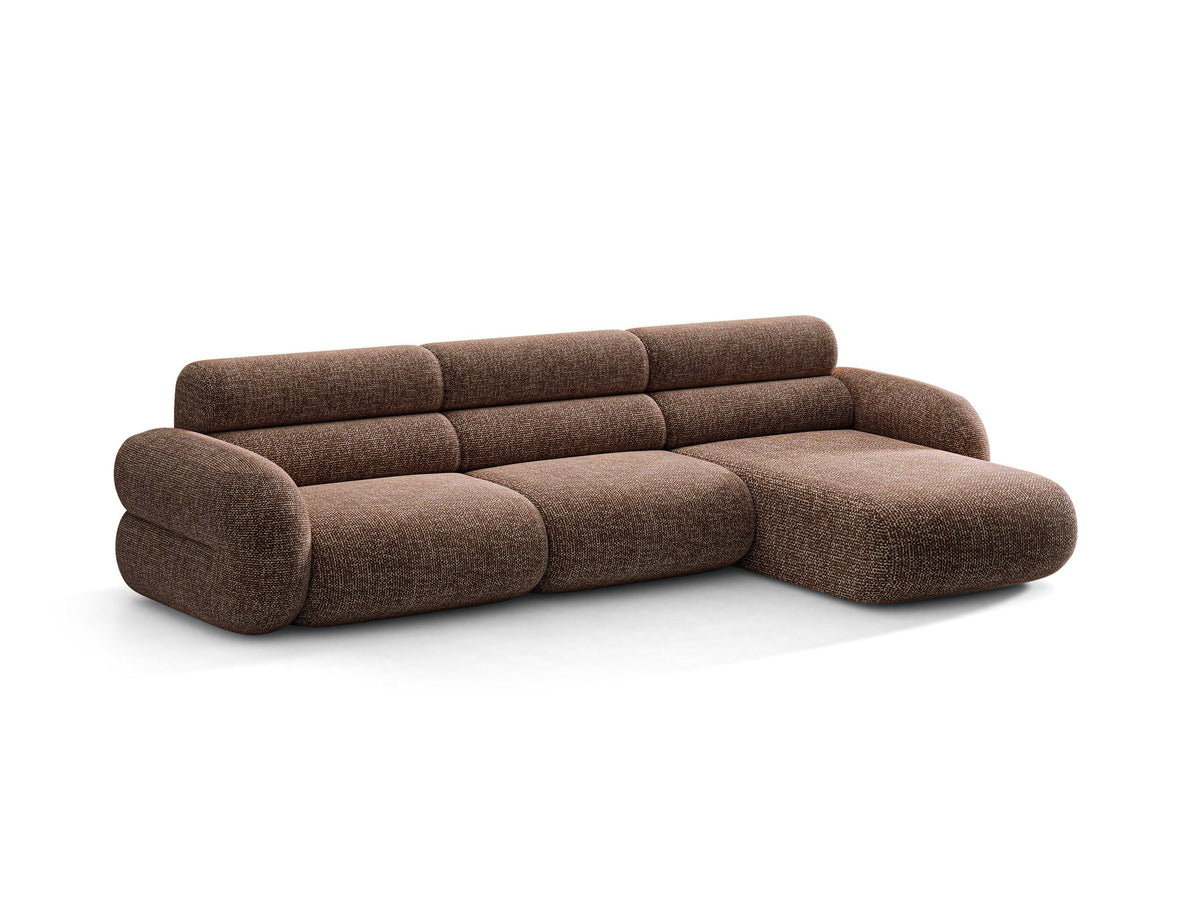 Neo Linkes Ecksofa von Micadoni in dunklem Olivgrün, L-Form mit hoher Rückenlehne, strukturiertem Baloo-Stoff und schwarzen Kunststoffbeinen.