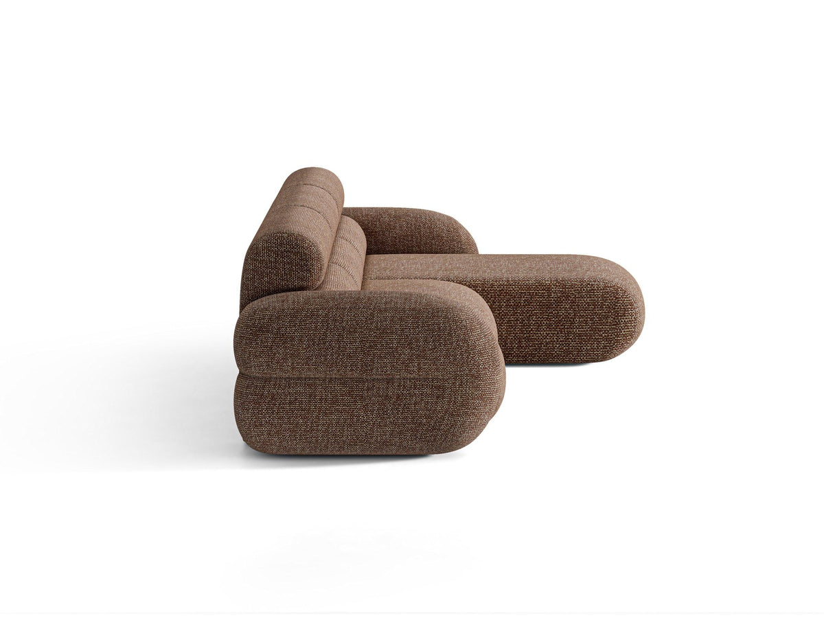 Neo Linkes Ecksofa von Micadoni in dunklem Olivgrün, L-Form mit hoher Rückenlehne, strukturiertem Baloo-Stoff und schwarzen Kunststoffbeinen.