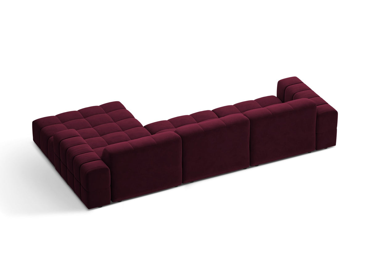 Ecksofa Jennifer von Micadoni in leichtem Beige, L-Form mit rechter Ausrichtung, Bluvel-Stoff und schwarzen Kunststoffbeinen.