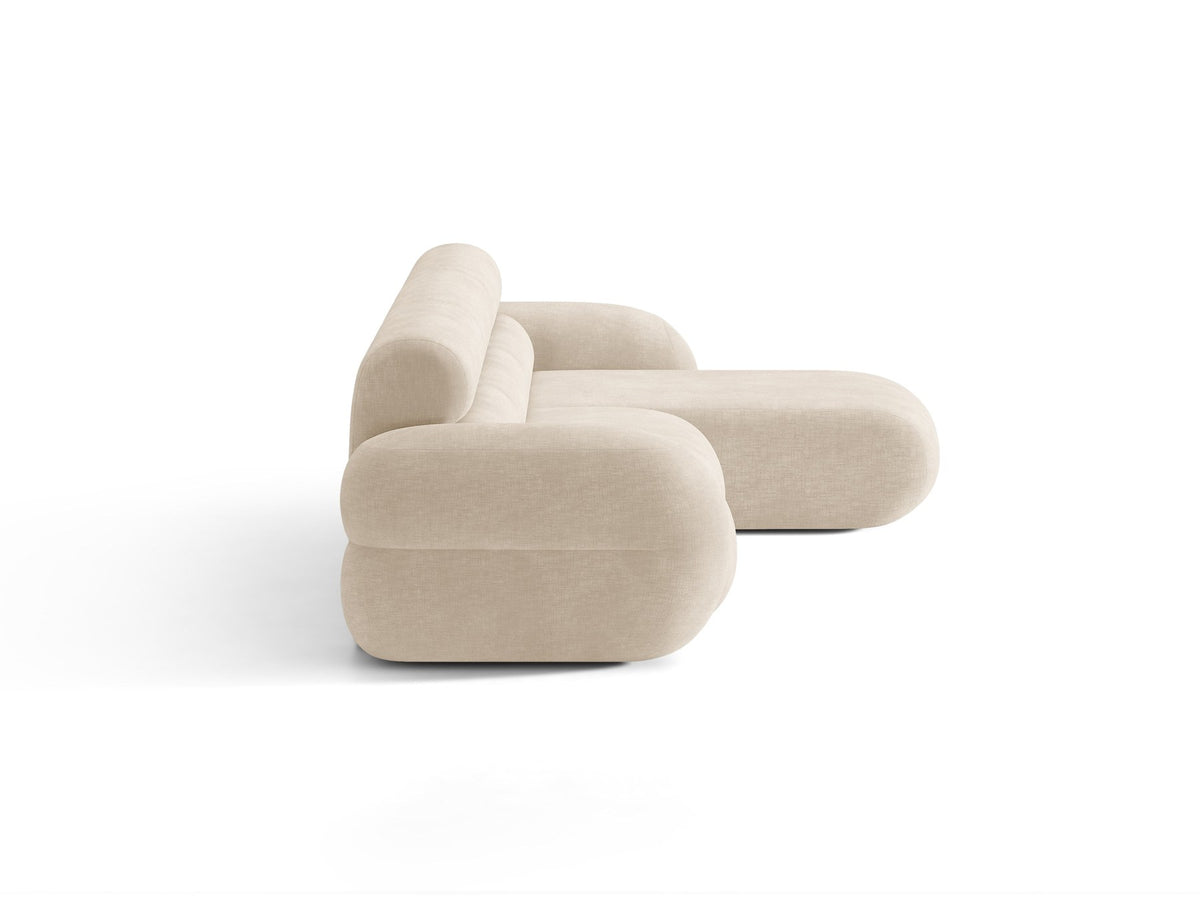 Neo Linkes Ecksofa von Micadoni in dunklem Olivgrün, L-Form mit hoher Rückenlehne, strukturiertem Baloo-Stoff und schwarzen Kunststoffbeinen.