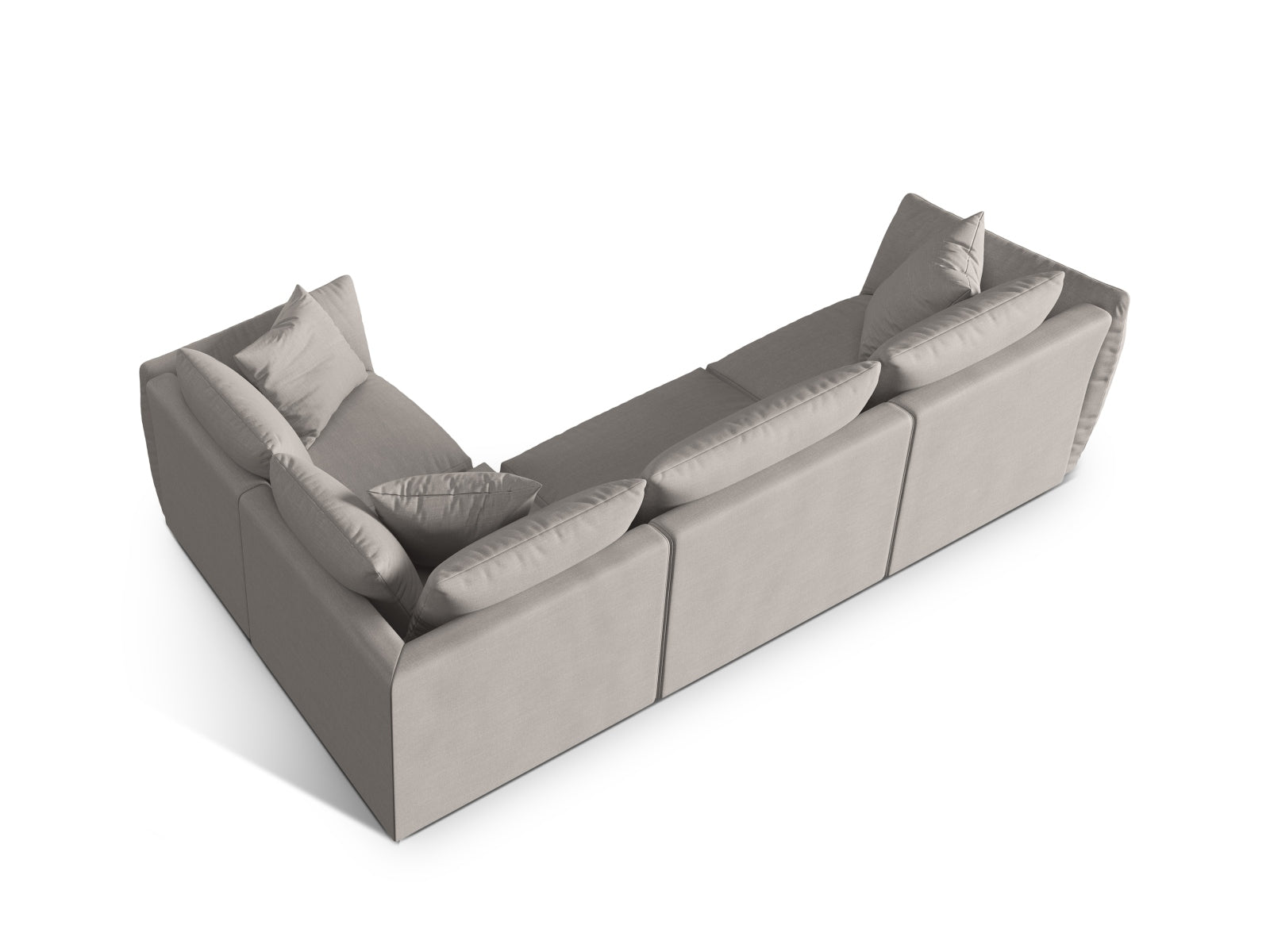 Elegantes Chris Ecksofa rechts, 4-Sitzer aus feinem Natural-LINS, ideal für gemütliche Abende und modernes Wohndesign.