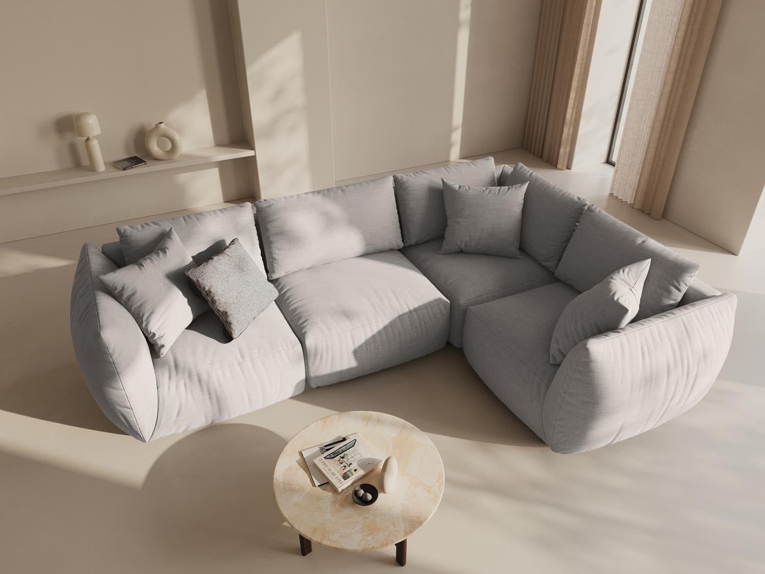 Entdecken Sie das stilvolle Chris Ecksofa rechts 4 Sitzer von Micadoni – ideal für gemütliche Abende und modernes Wohnen.