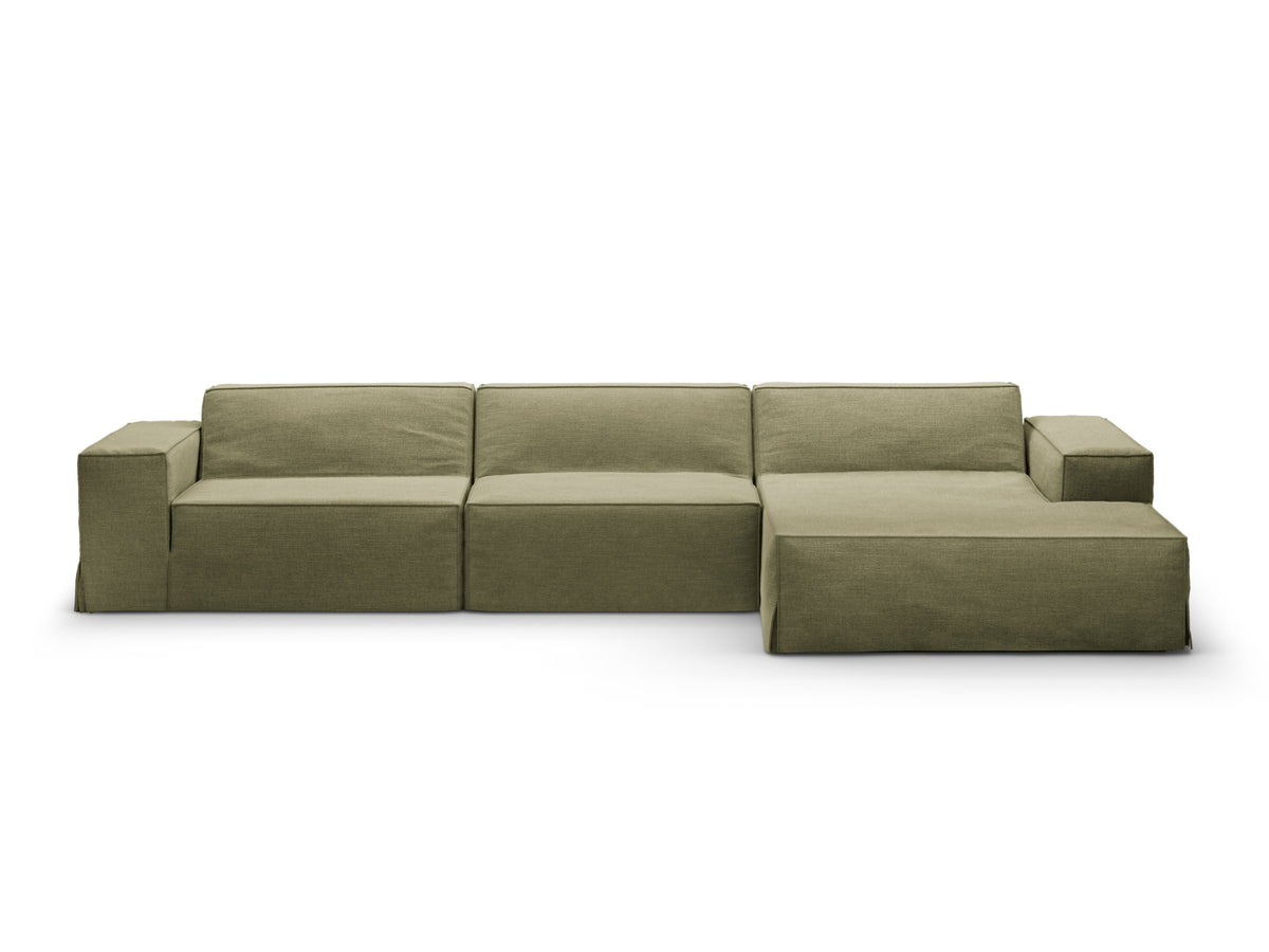Jodie Modular Ecksofa rechts 4 Sitzer mit abnehmbaren Bezug in Light Green-LINS präsentiert im Onlineshop von KAQTU Design AG. L-Sofa rechts ist von Micadoni