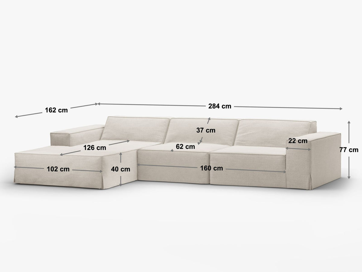 Jodie Modular Ecksofa rechts 4 Sitzer mit abnehmbaren Bezug in Beige-LINS präsentiert im Onlineshop von KAQTU Design AG. Ecksofa rechts ist von Micadoni