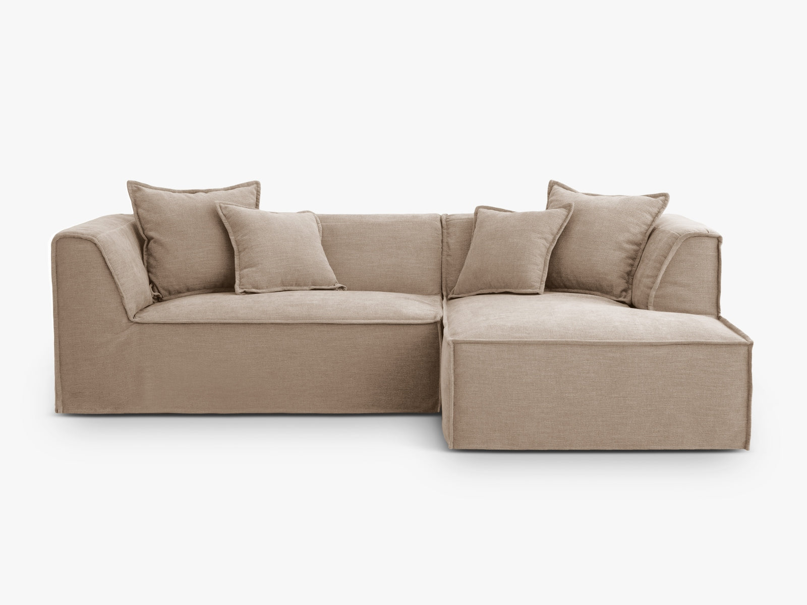 Milton Ecksofa rechts 4 Sitzer in Sand präsentiert im Onlineshop von KAQTU Design AG. Ecksofa rechts ist von Micadoni