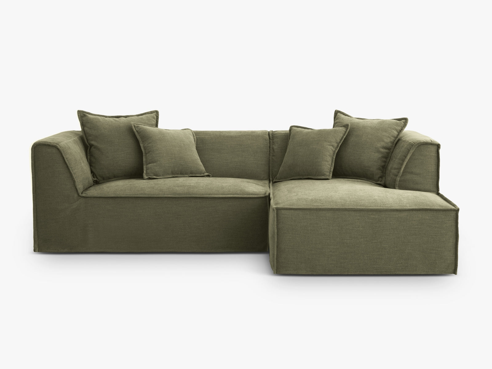 Milton Ecksofa rechts 4 Sitzer in Light Green präsentiert im Onlineshop von KAQTU Design AG. Ecksofa rechts ist von Micadoni