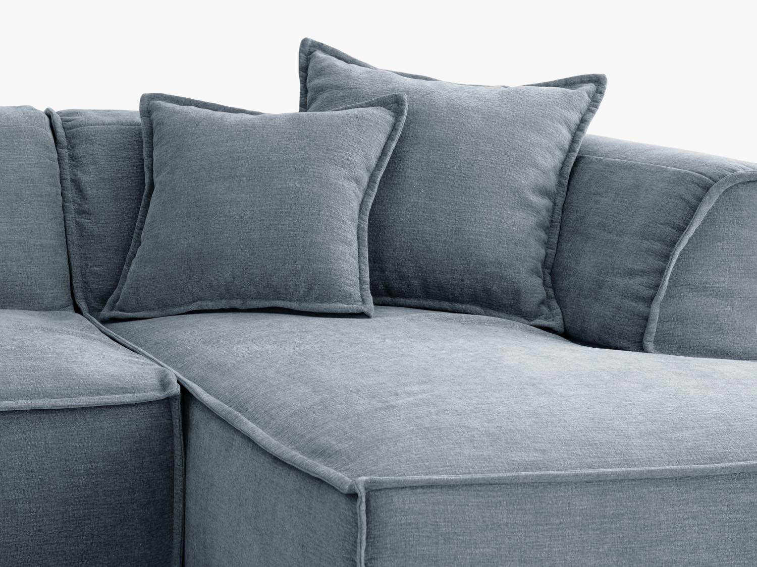 Milton Ecksofa rechts 4 Sitzer in Muted Blue präsentiert im Onlineshop von KAQTU Design AG. Ecksofa rechts ist von Micadoni
