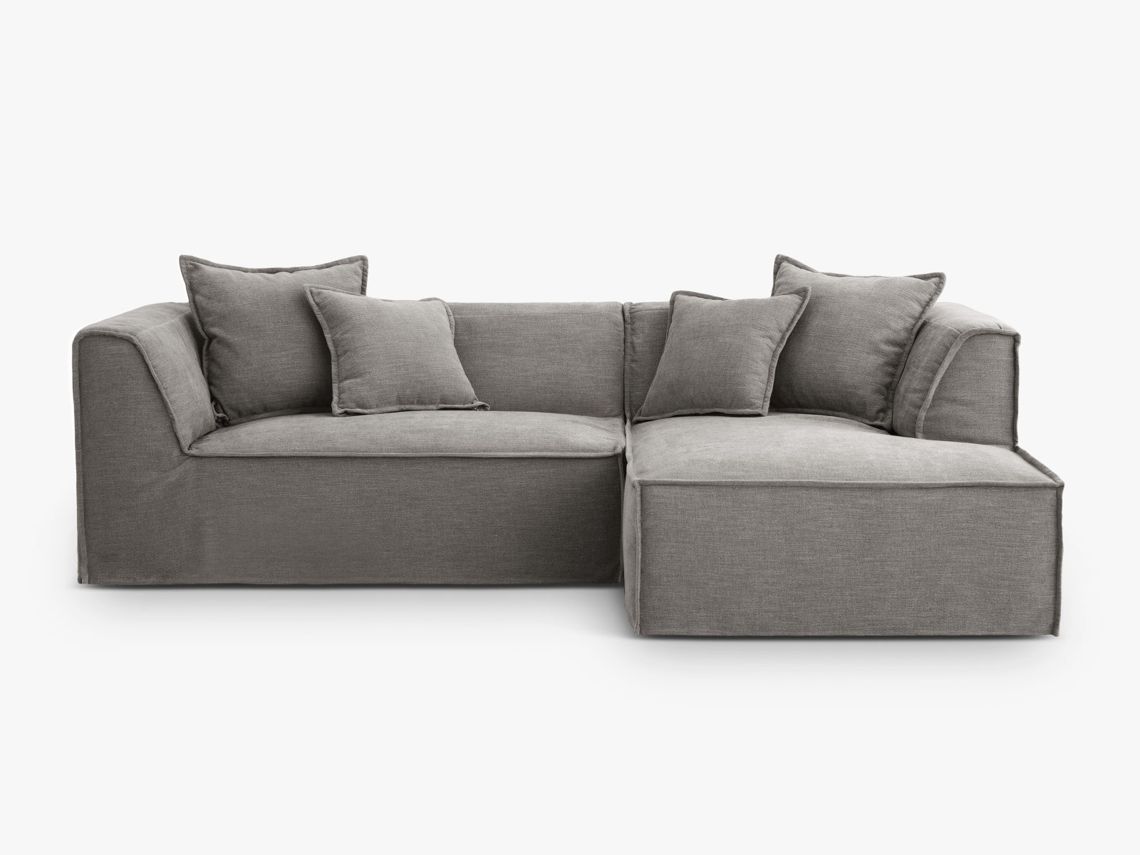 Milton Ecksofa rechts 4 Sitzer in Warm grey präsentiert im Onlineshop von KAQTU Design AG. Ecksofa rechts ist von Micadoni