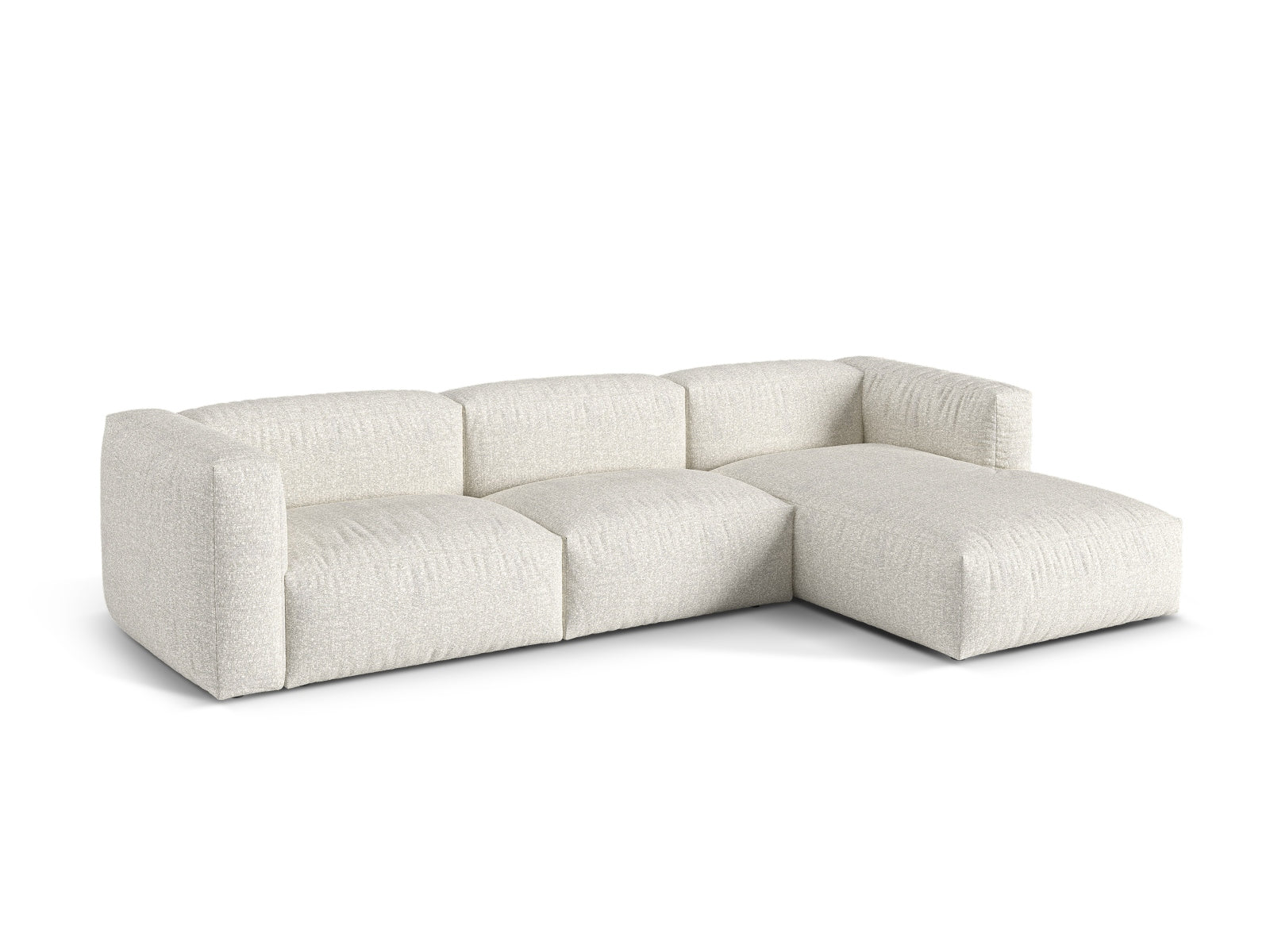 Elegantes 3-Sitzer Ecksofa rechts Martina in stilvollem Grey Beige Melange, ideal für moderne Wohnräume.