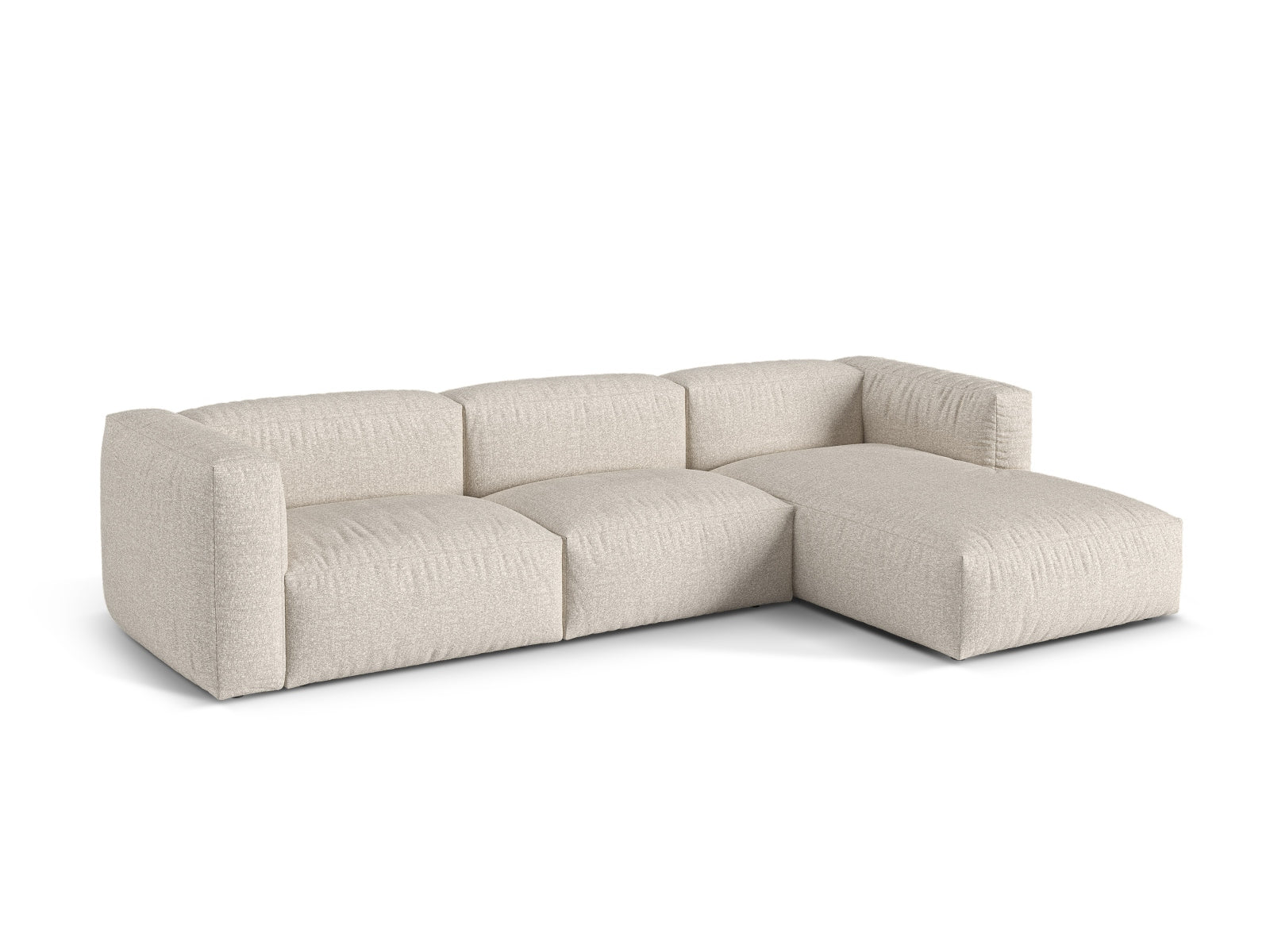 Beige 3-Sitzer Ecksofa Martina von Micadoni, modular und elegant, ideal für stilvolle Wohnräume, präsentiert in hochwertiger Verarbeitung.