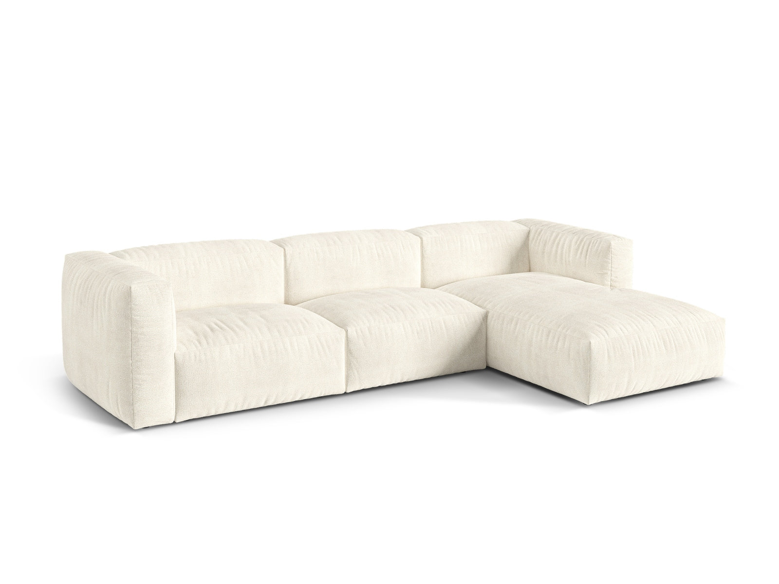 Elegantes 3-Sitzer Ecksofa rechts Martina in Ivory-Monet, ideal für stilvolle Wohnräume, präsentiert von Micadoni.