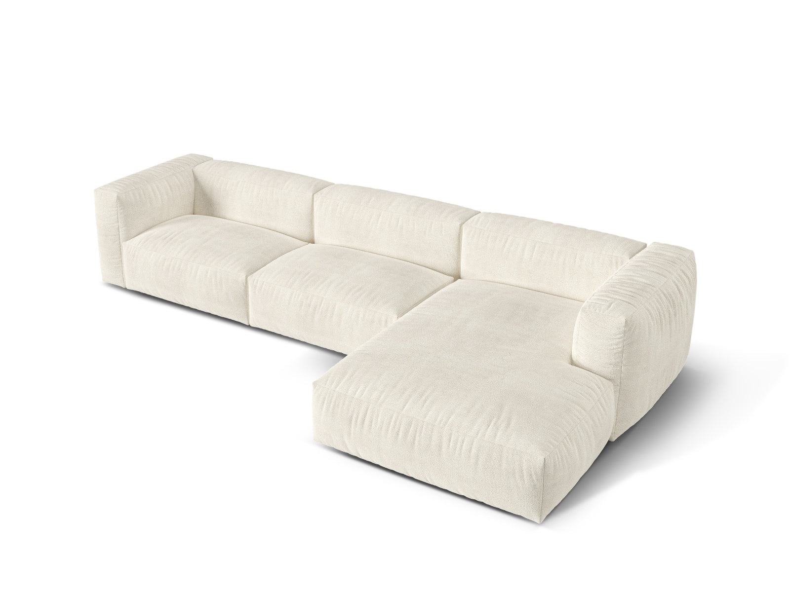 Elegantes 3-Sitzer Ecksofa rechts Martina in sanftem Ivory-Monet, ideal für stilvolle Wohnräume und entspannte Stunden von Micadoni.